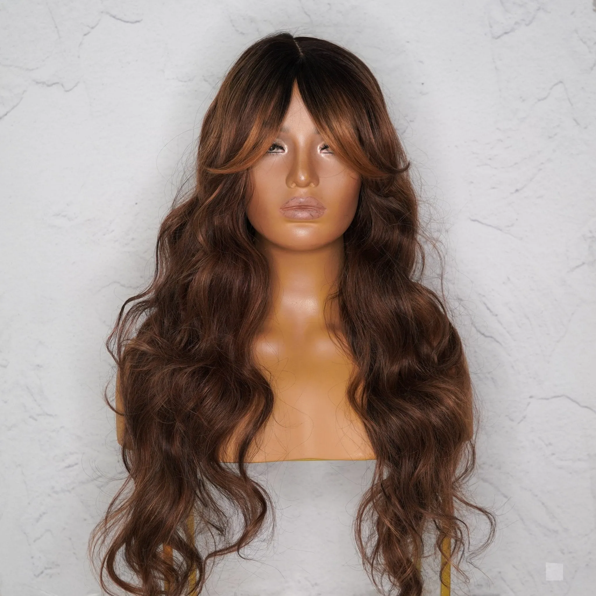 HENLEY Chocolate Brown Lace Fringe Wig