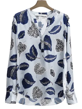Herzen’s Angelegenheit Blue Leaf Printed Tunic Blouse 25233 6167 233028
