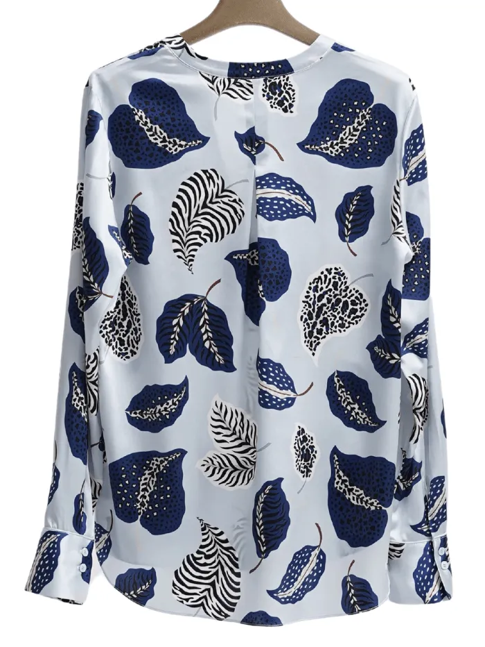Herzen’s Angelegenheit Blue Leaf Printed Tunic Blouse 25233 6167 233028