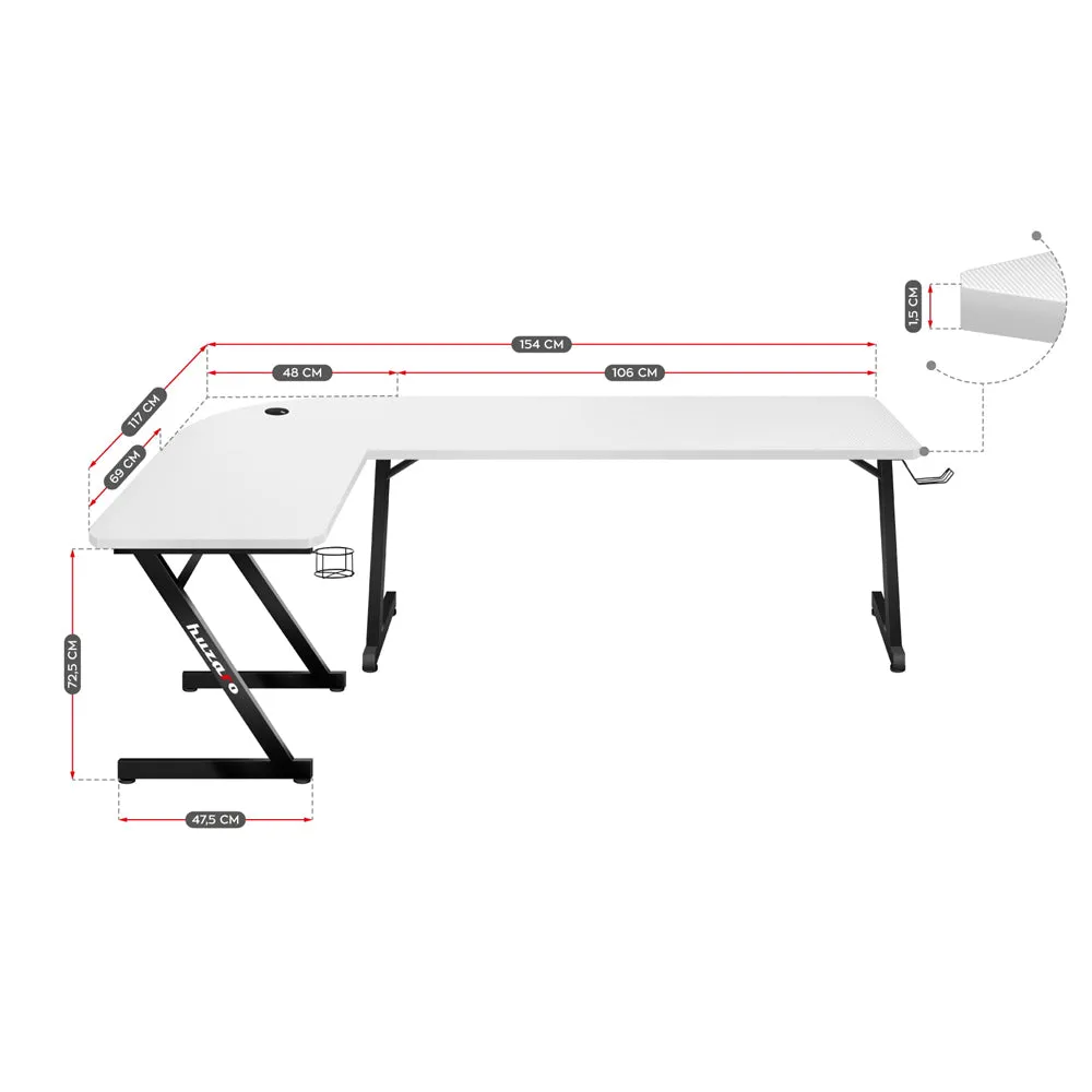 Huzaro Hero 7.0 Gaming Desk White