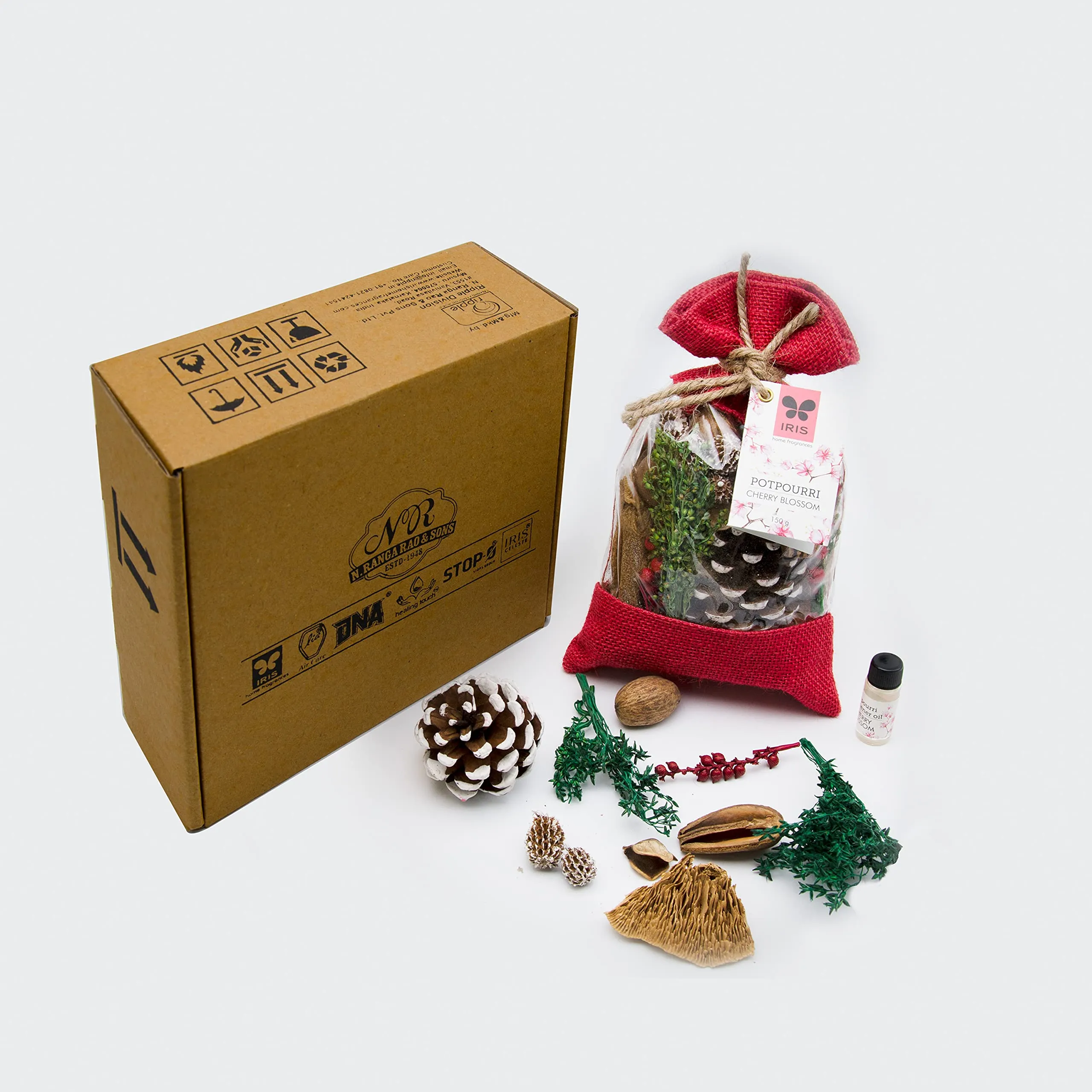 IRIS Potpourri in jute bag Fragrance Cherry Blossom 150 gram with Potpourri refresher oil 5ml
