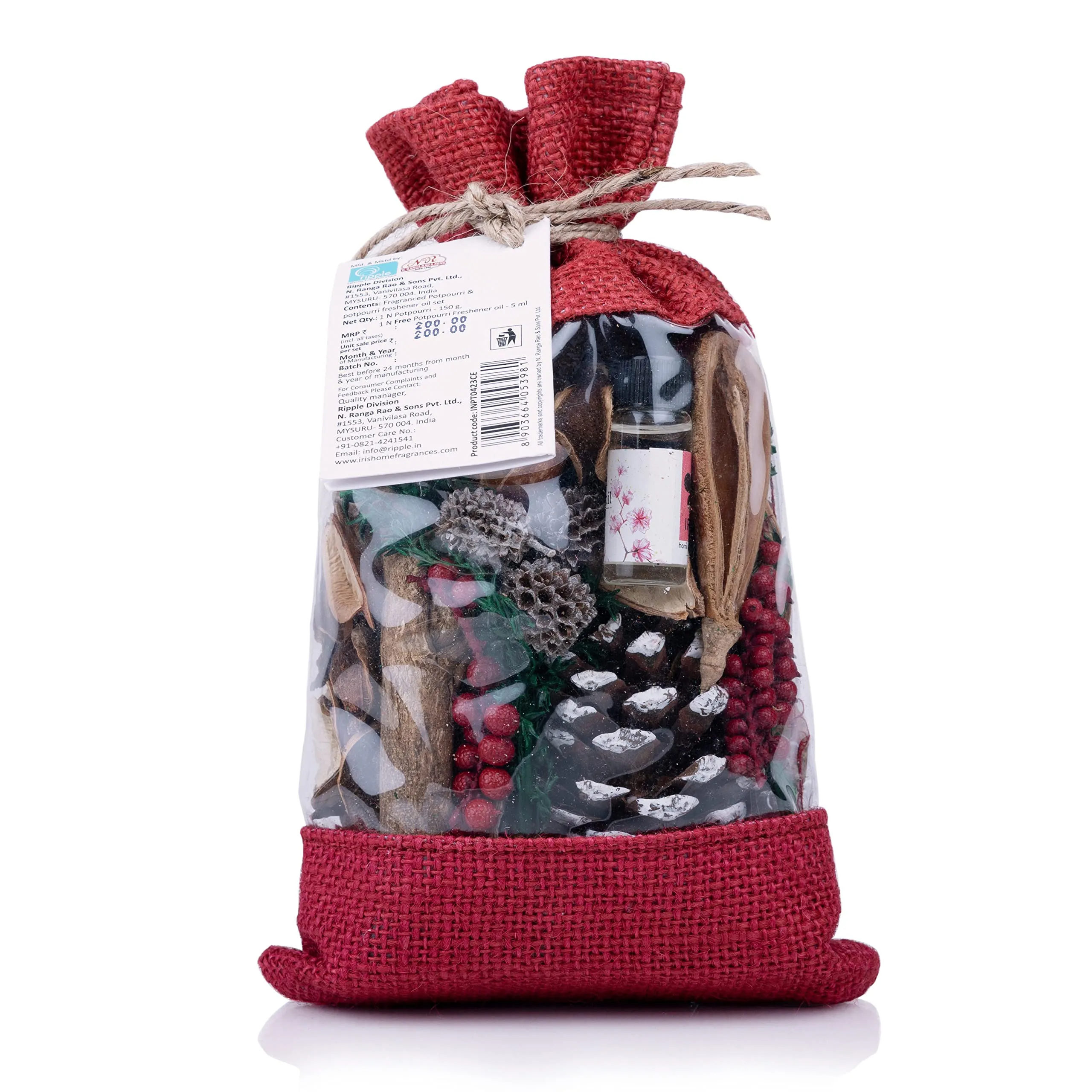 IRIS Potpourri in jute bag Fragrance Cherry Blossom 150 gram with Potpourri refresher oil 5ml