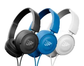 JBL T450 On-ear Wired Headphone  available in black, blue & red.