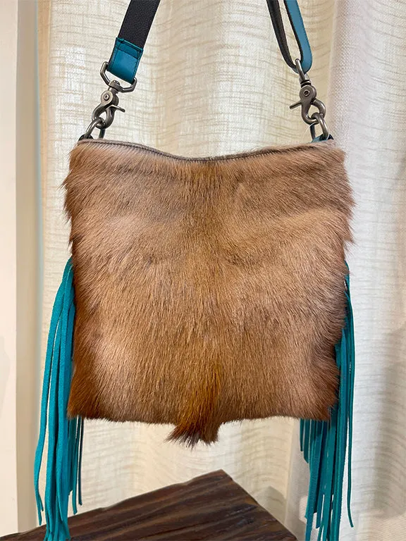 Juan Antonio Antelope & Teal Leather Shoulder Bag