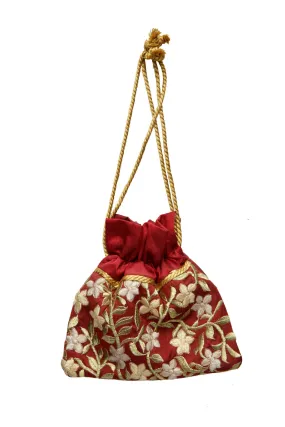 Kantha machine embroidered Potli Bag