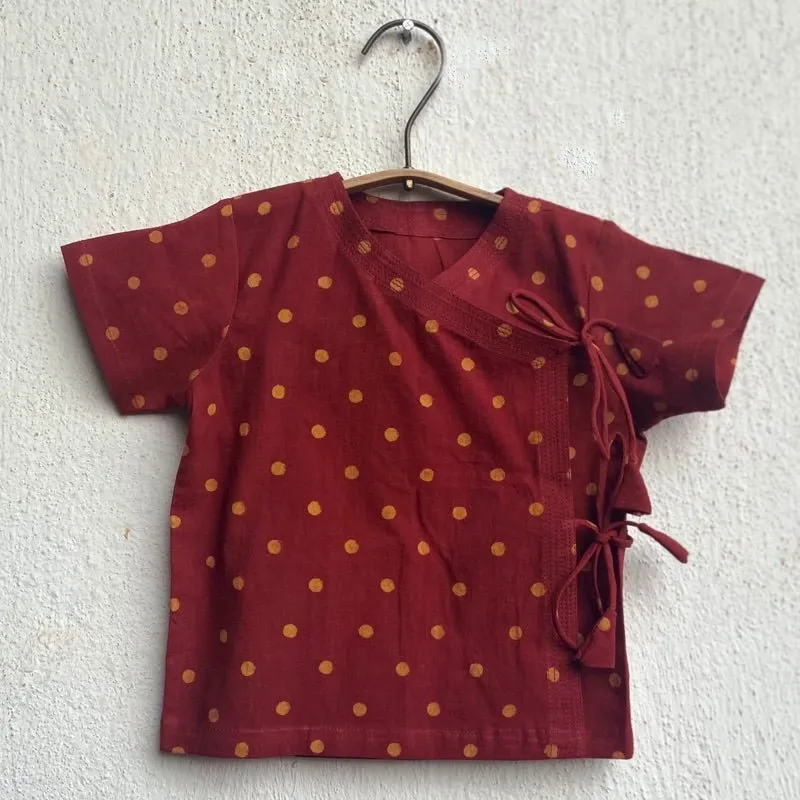 Kids Unisex Organic Cotton Madder Raidana Print Angrakha Top and Pants
