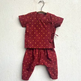Kids Unisex Organic Cotton Madder Raidana Print Angrakha Top and Pants