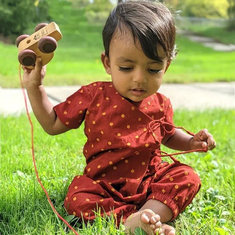 Kids Unisex Organic Cotton Madder Raidana Print Angrakha Top and Pants