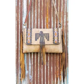 KurtMen X-Large Vintage Thunderbird Hand Clutch With Messenger Strap