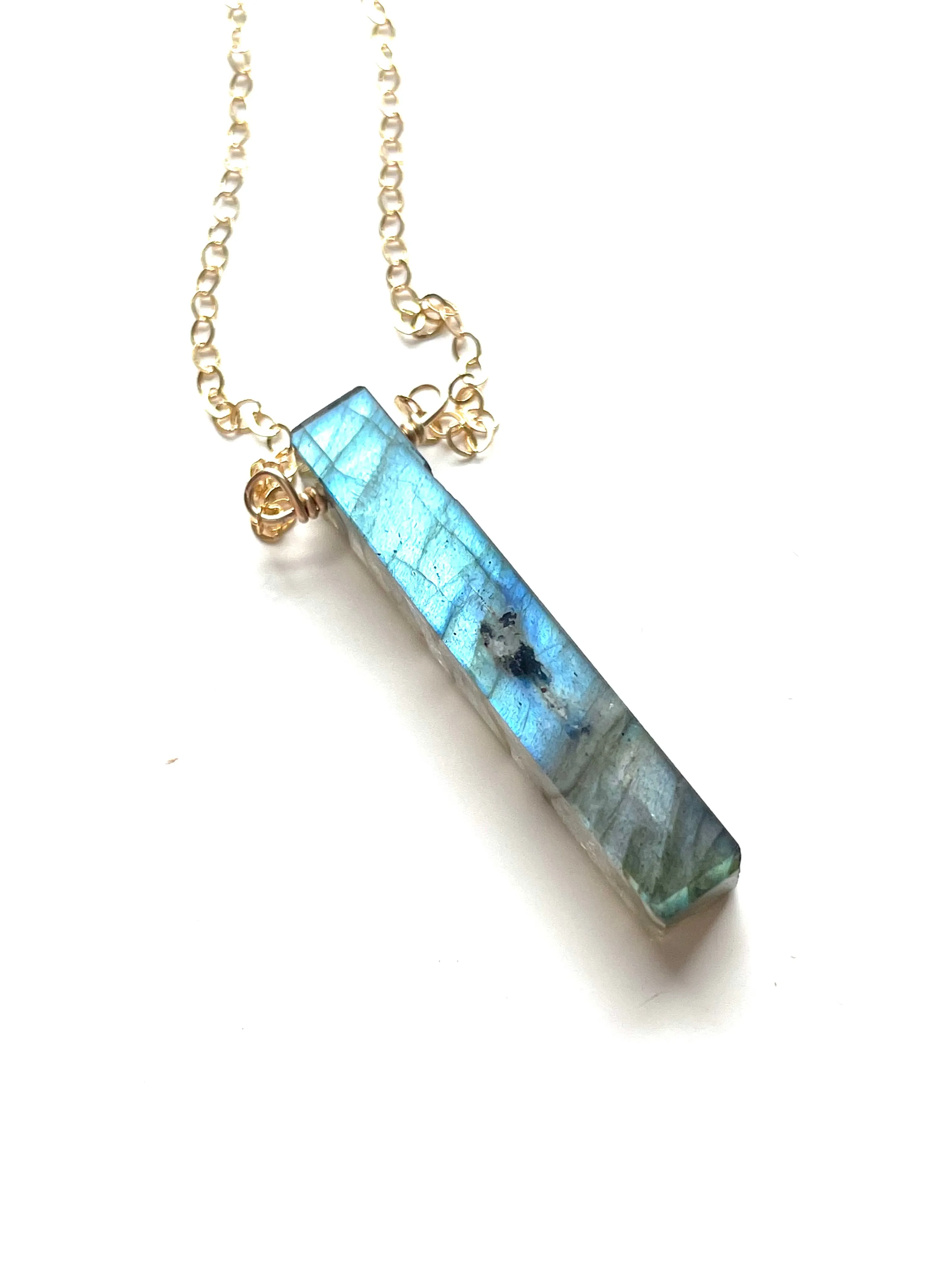 Labradorite Crystal Necklace Sterling or Gold Filled
