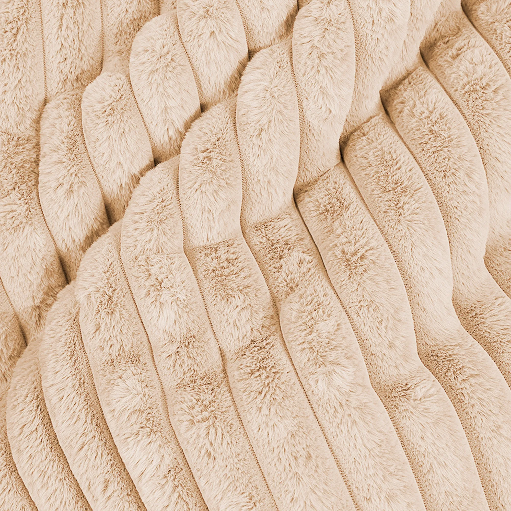 Large Footstool - Ultra Plush Cord Peach