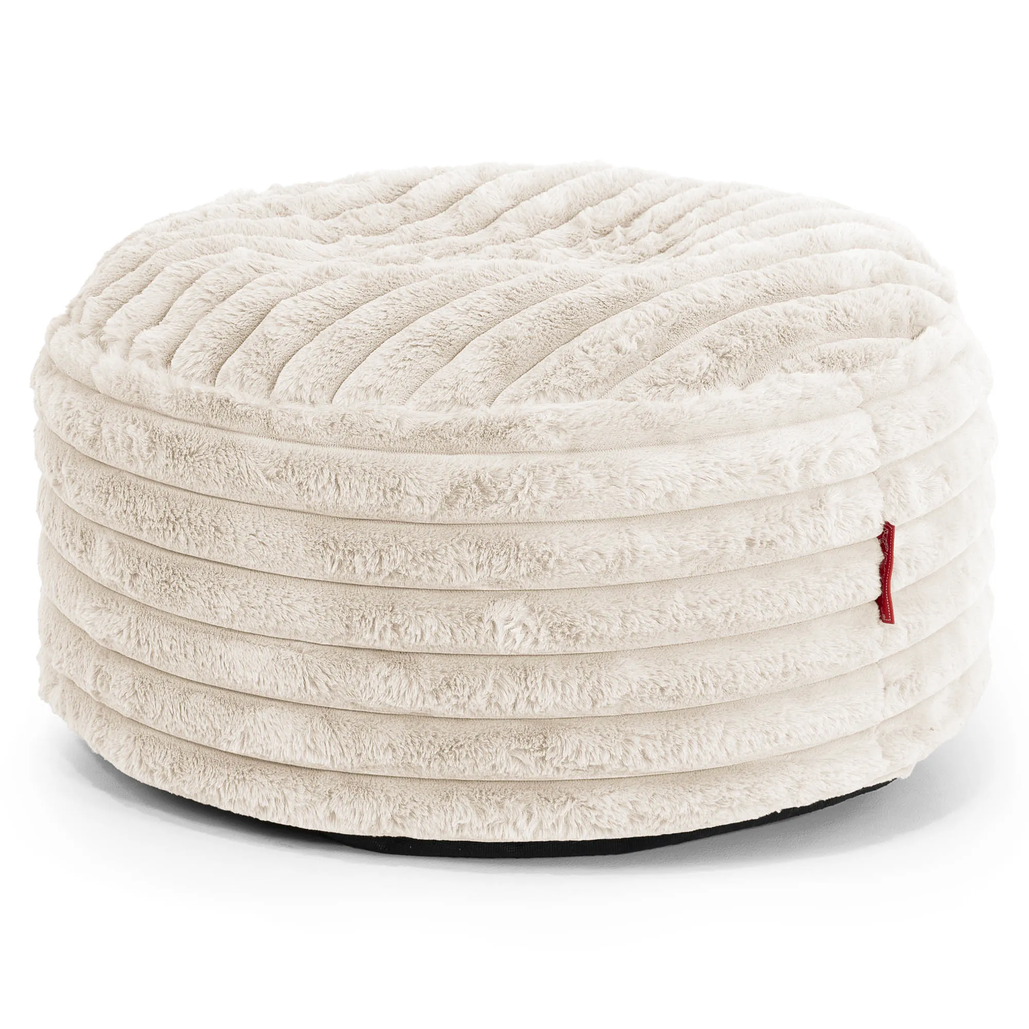 Large Round Footstool - Ultra Plush Cord Cream