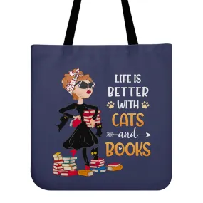 Life Is Better With Cats And Books Book Lovers Gift TBF476