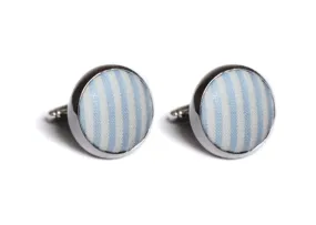 Light Blue Seersucker Stripe Cufflinks