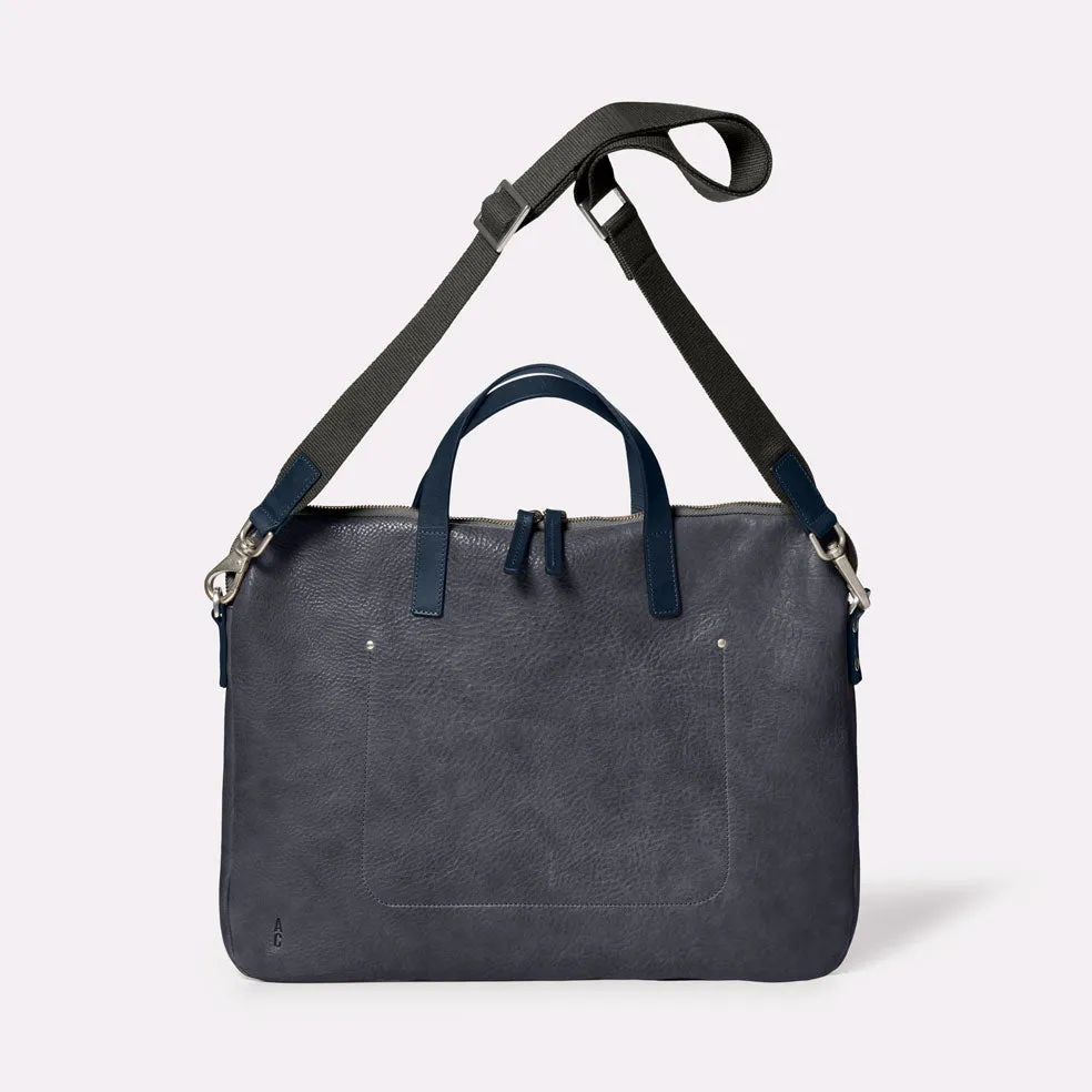 Marcus Calvert Leather Folio Bag in Dark Skies