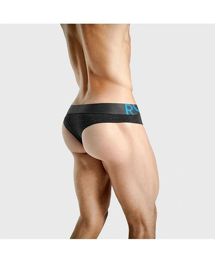 Men's thongs in Rounderbum packaging, color Heather-charcoal