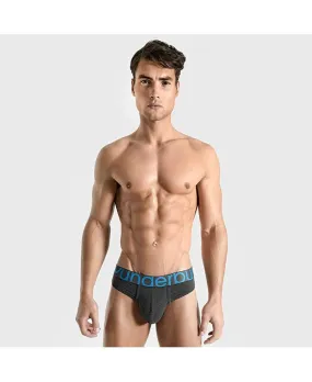 Men's thongs in Rounderbum packaging, color Heather-charcoal