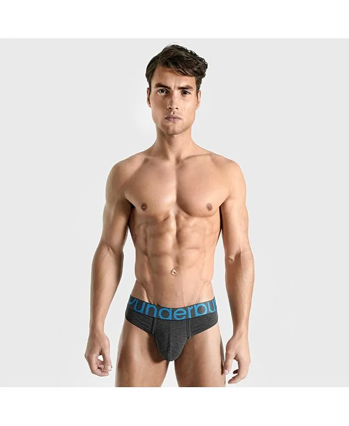 Men's thongs in Rounderbum packaging, color Heather-charcoal