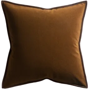 Merino Velvet Cushion with Leather Trim - Maple