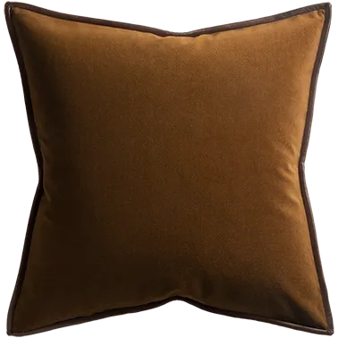Merino Velvet Cushion with Leather Trim - Maple