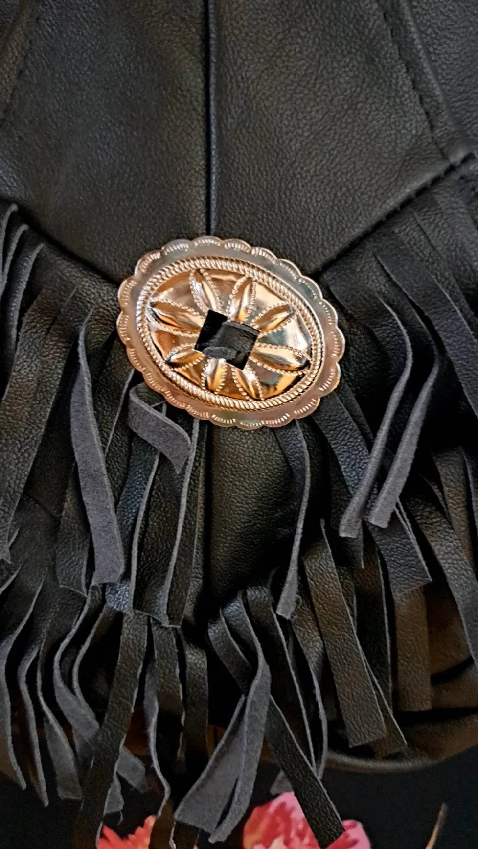 Mexican Leather Fringe Bag