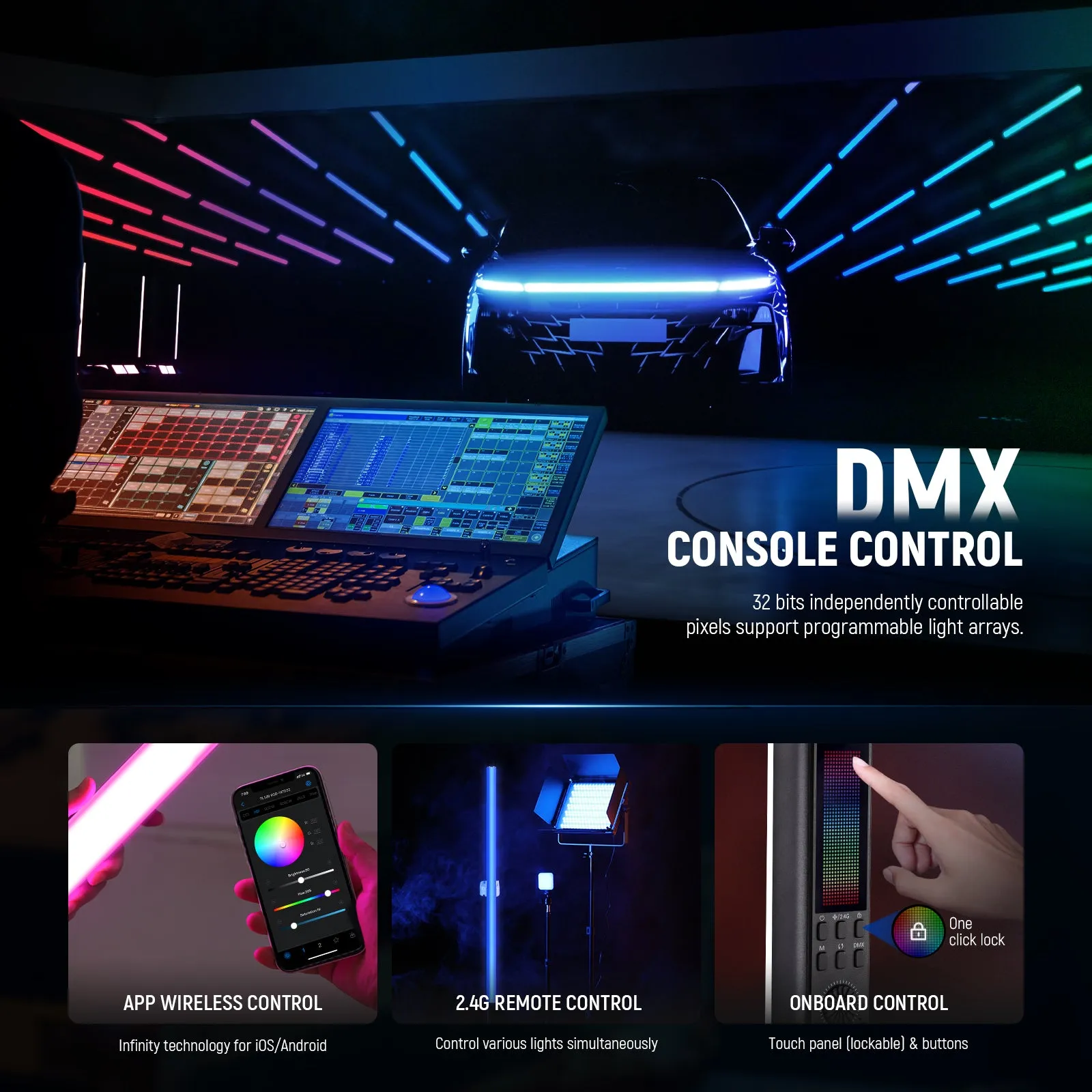 NEEWER TL120C 42W RGB Tube Light with APP/2.4G/DMX Control