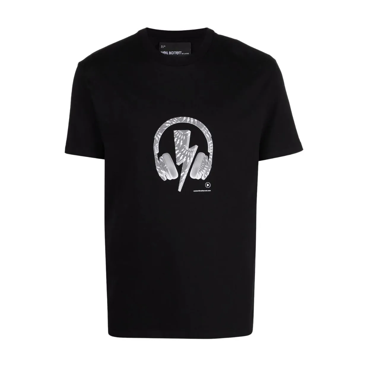 Neil Barrett Black Print D.J. Bolt Logo T-Shirt