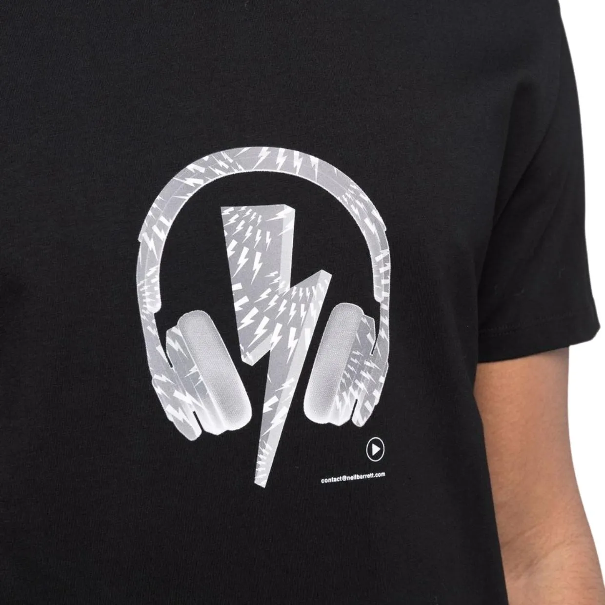Neil Barrett Black Print D.J. Bolt Logo T-Shirt