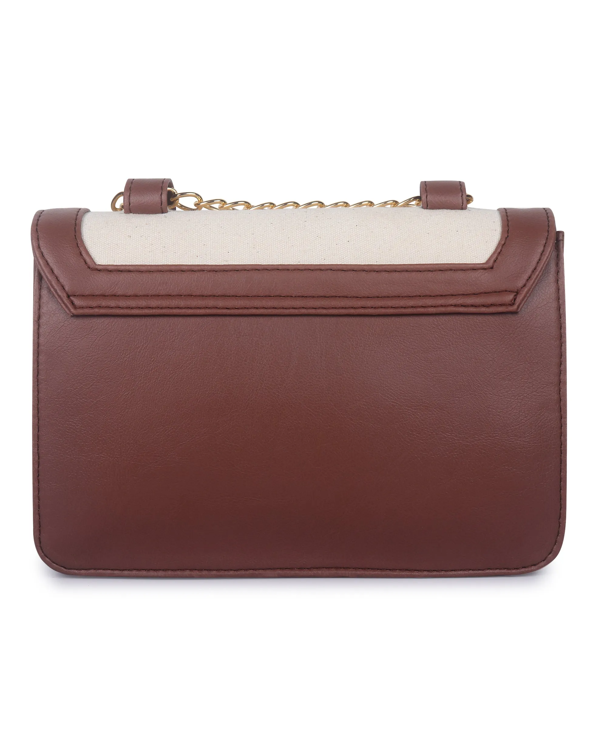Off White-Tan Canvas Sling Bag For Women