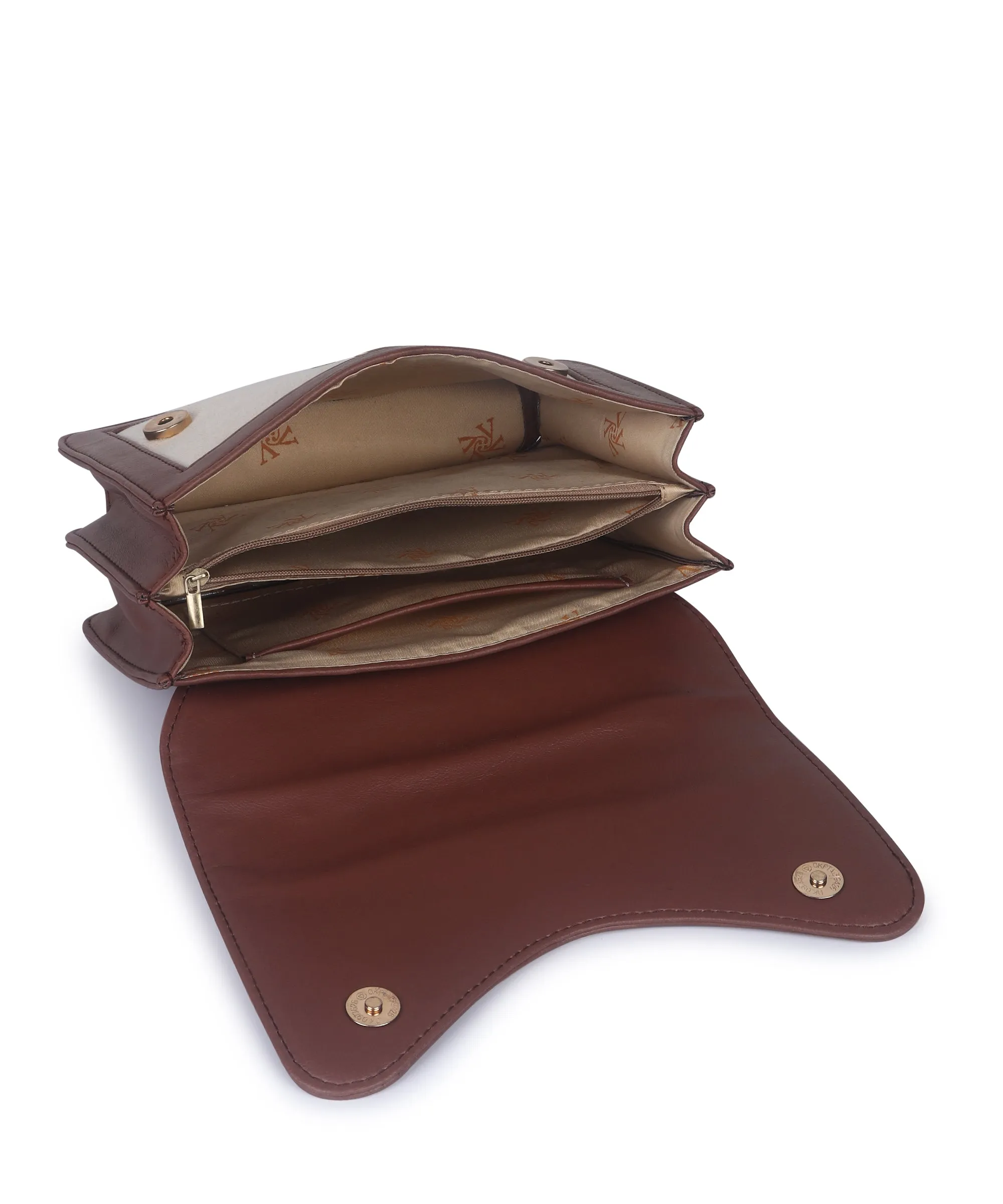 Off White-Tan Canvas Sling Bag For Women