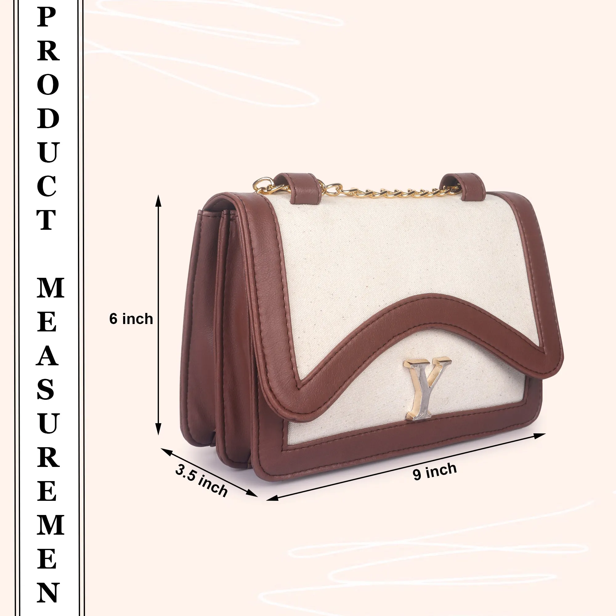 Off White-Tan Canvas Sling Bag For Women