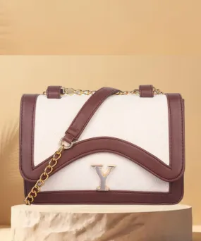 Off White-Tan Canvas Sling Bag For Women