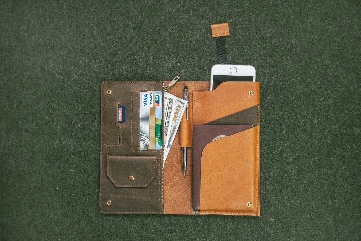 PASSPORT WALLET - toffee/coffee