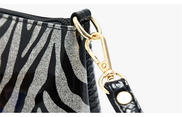 Paziye Shiny Leather Leopard Print Shoulder Crossbody Bags