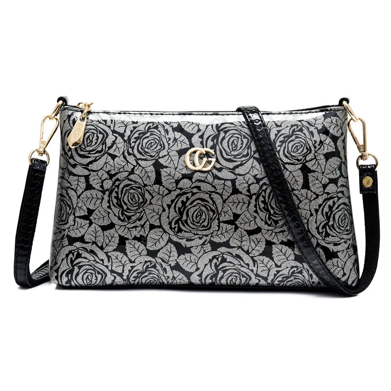 Paziye Shiny Leather Leopard Print Shoulder Crossbody Bags