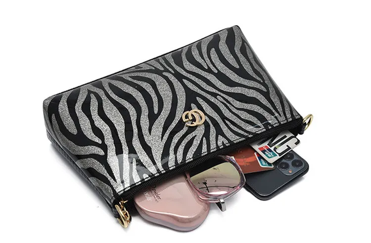 Paziye Shiny Leather Leopard Print Shoulder Crossbody Bags