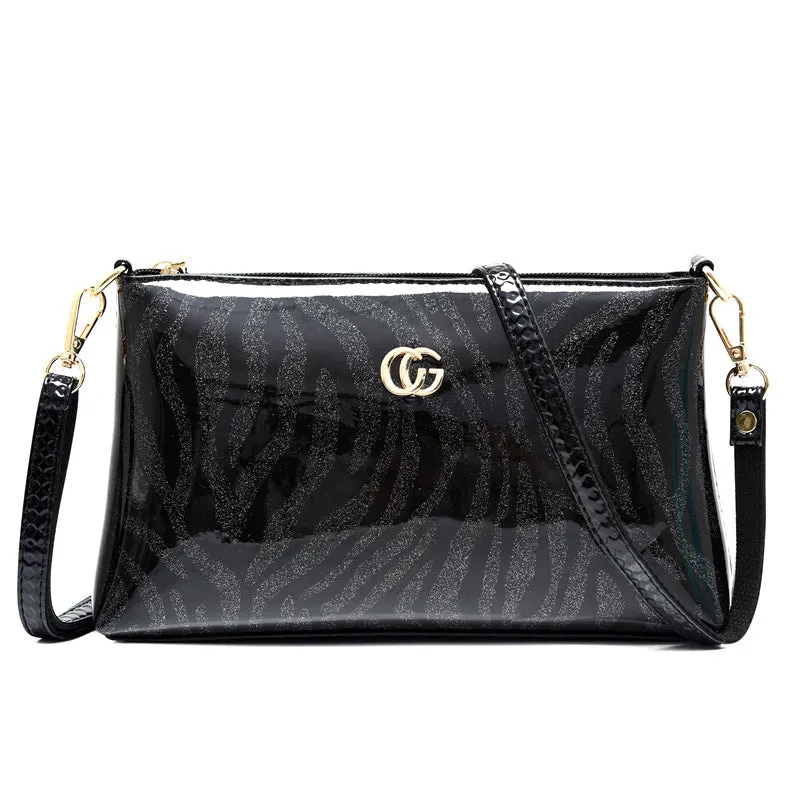Paziye Shiny Leather Leopard Print Shoulder Crossbody Bags