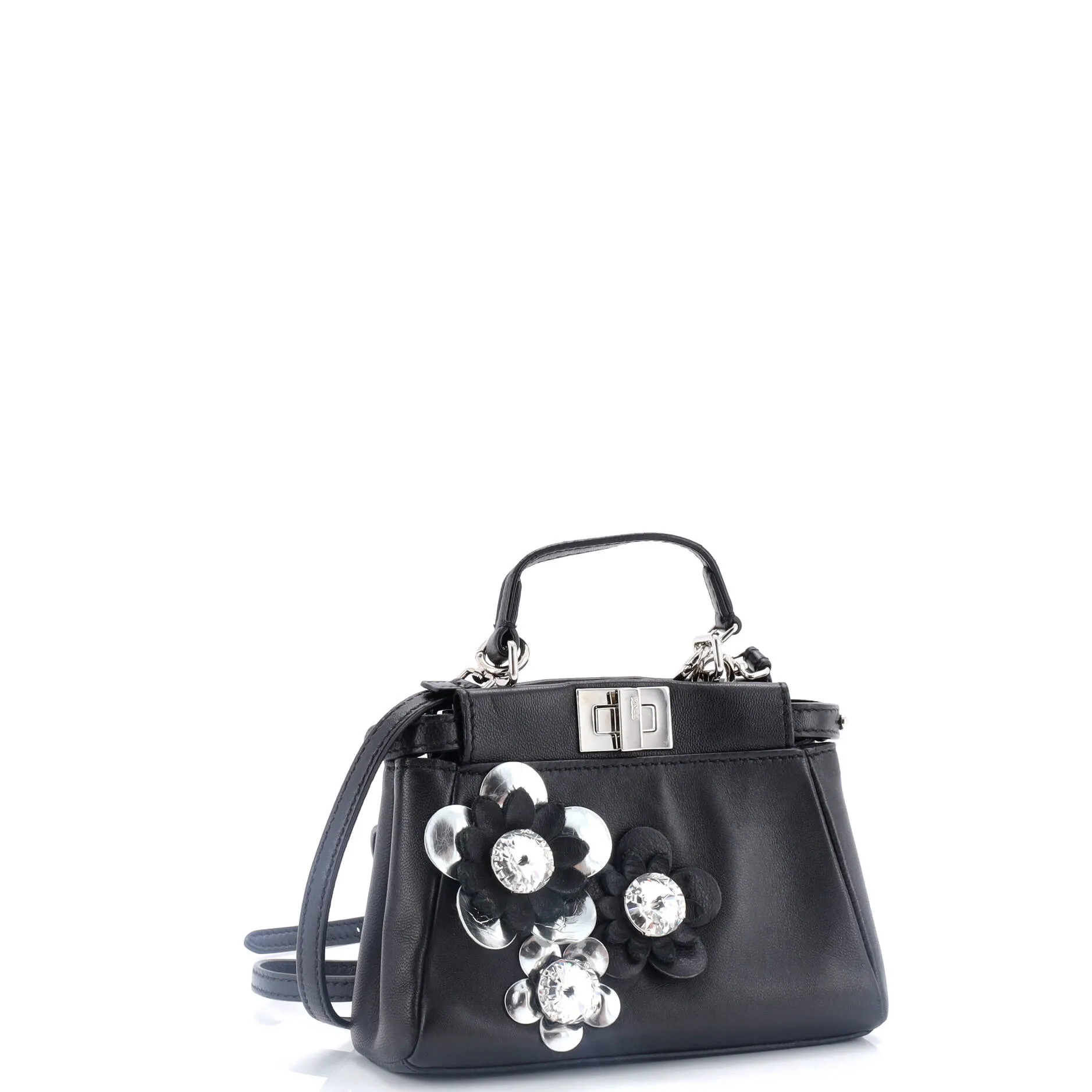 Peekaboo Bag Floral Embellished Leather Micro