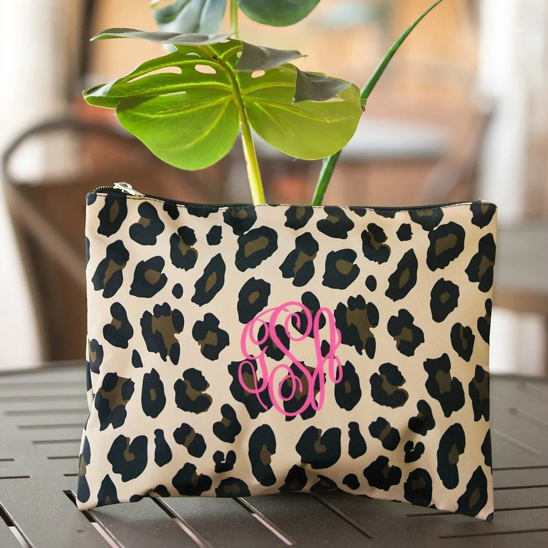 Personalized Leopard Zip Pouch Free Monogramming