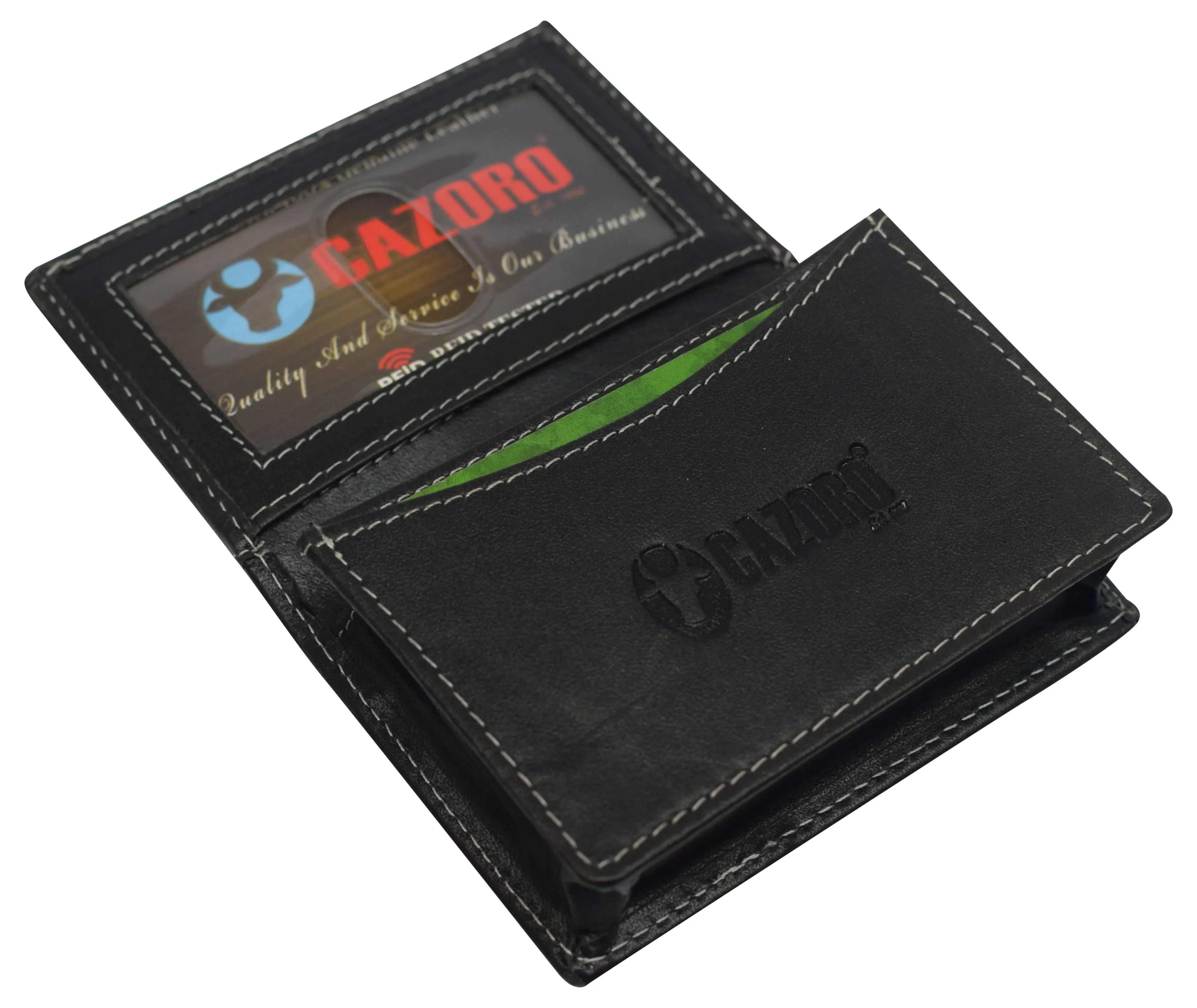 RFID70BF RFID Blocking Buffalo Leather Business Card Case Holder for Men & Women