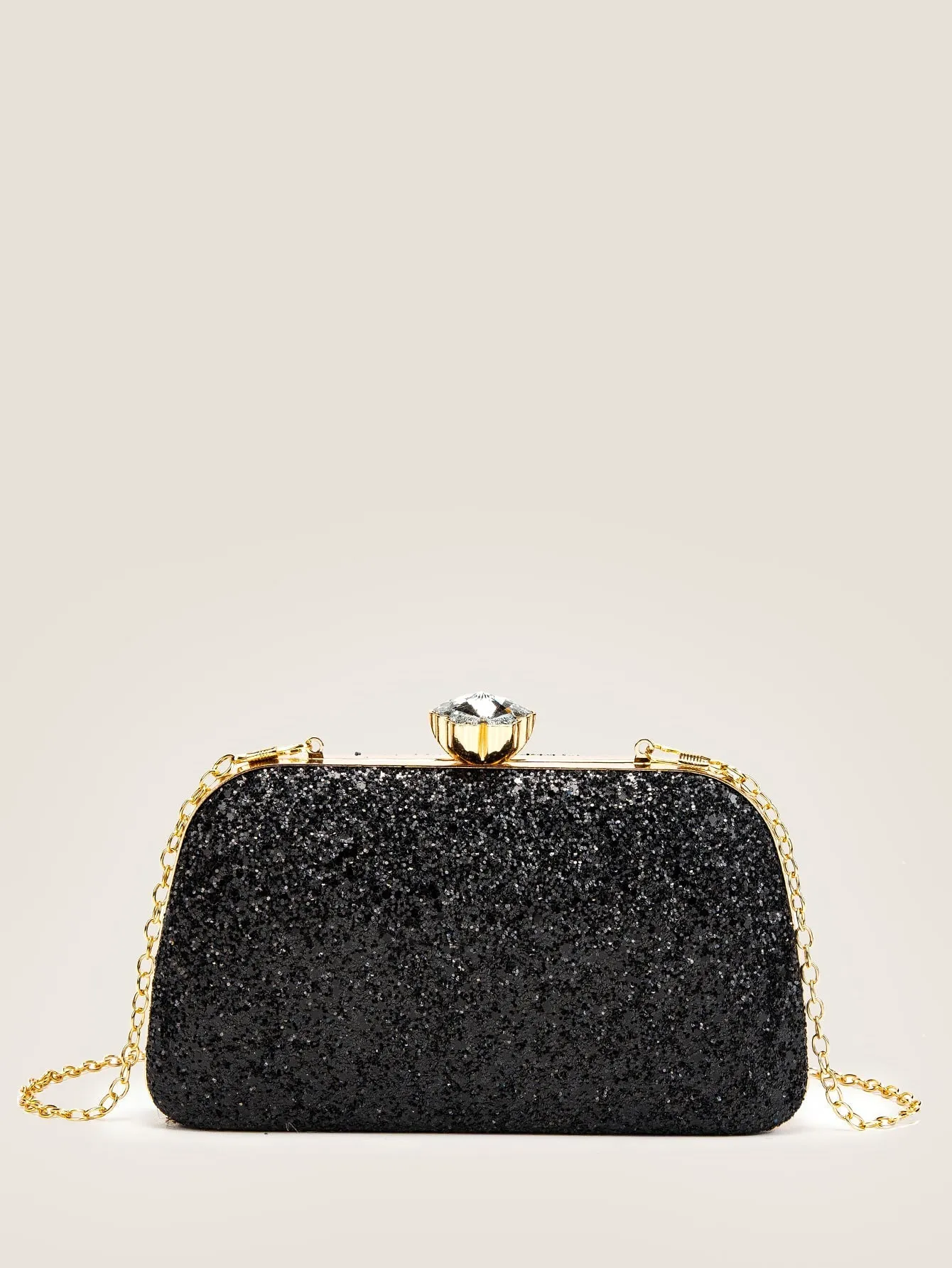 Rhinestone Decor Glitter Chain Clutch Bag
