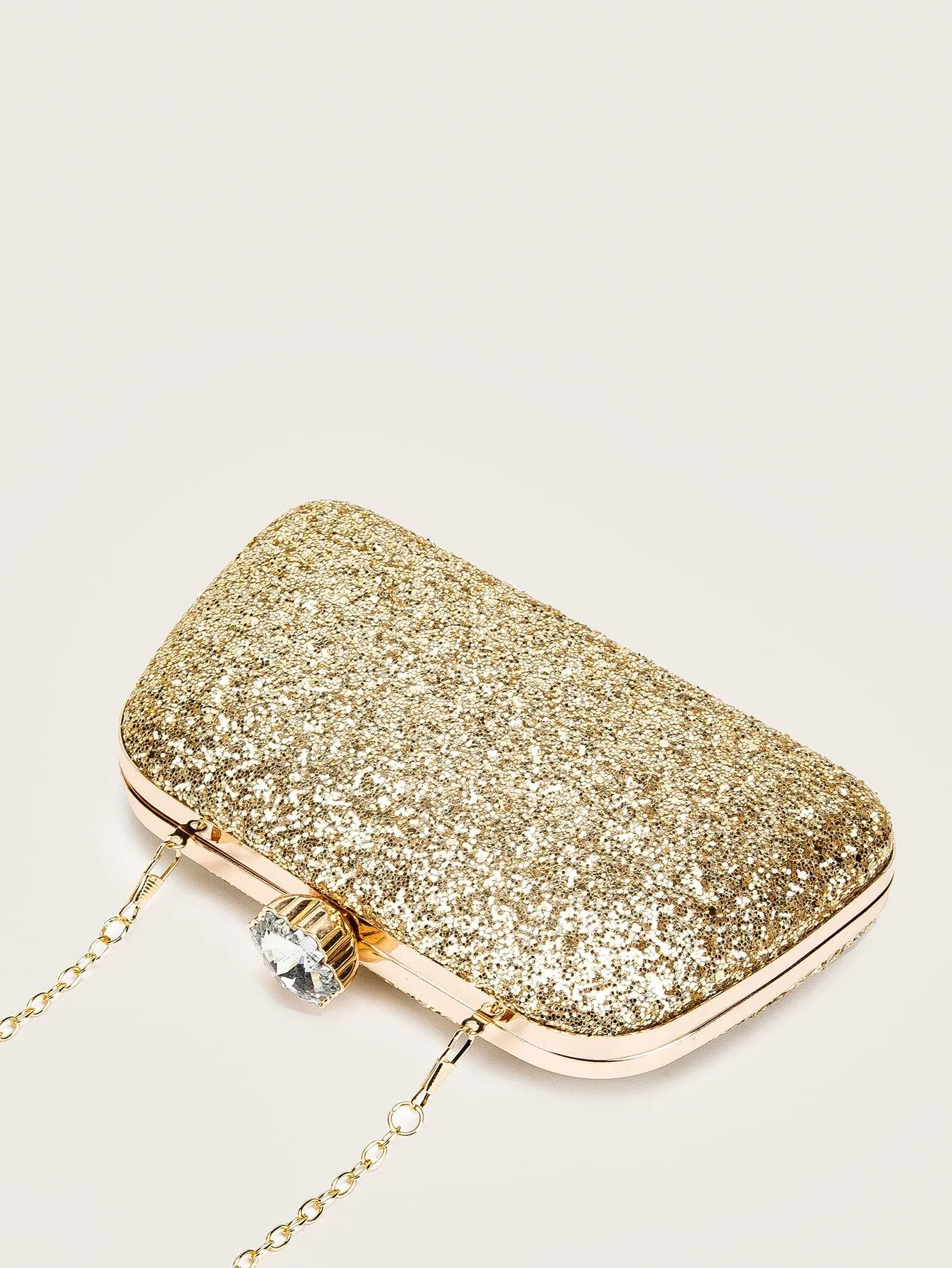 Rhinestone Decor Glitter Chain Clutch Bag