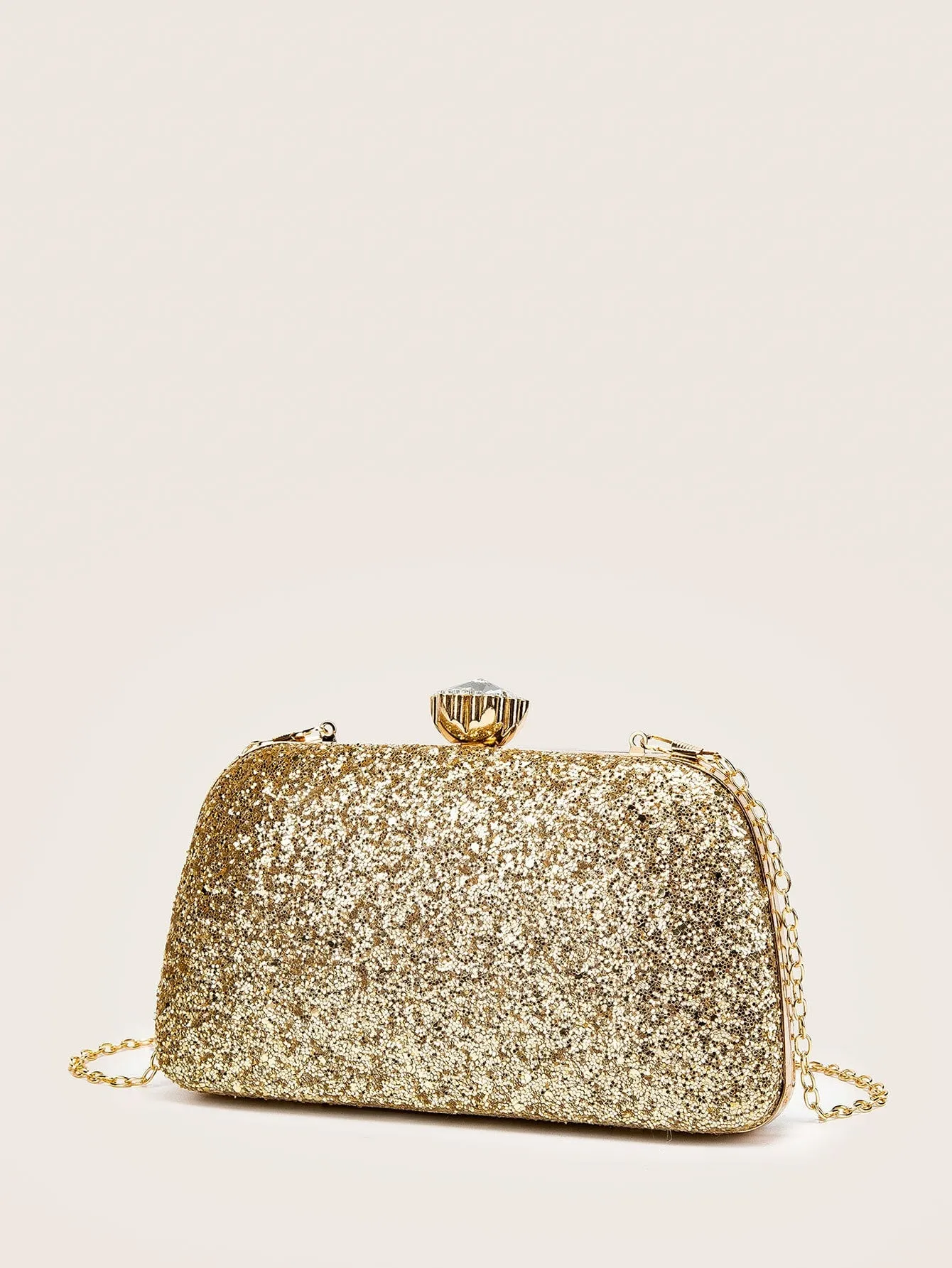Rhinestone Decor Glitter Chain Clutch Bag