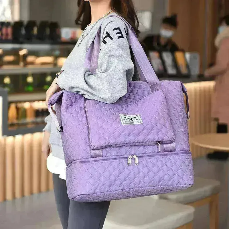 Rhombus Design Foldable Duffle: Large Capacity, Portable