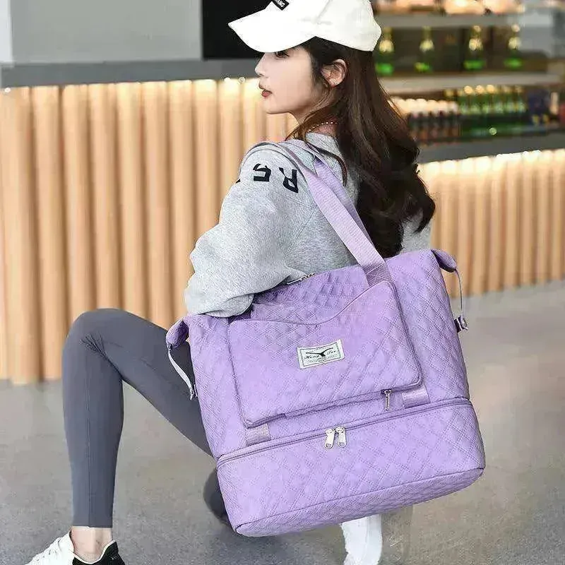 Rhombus Design Foldable Duffle: Large Capacity, Portable