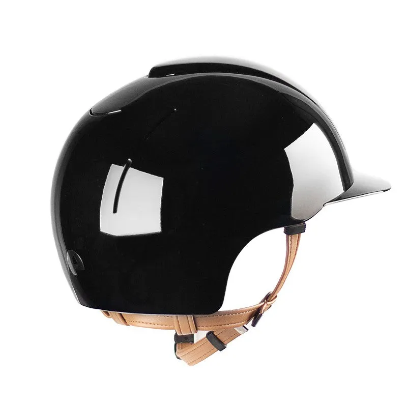 Riding Helmet Smart Polish with Beige Chin Strap