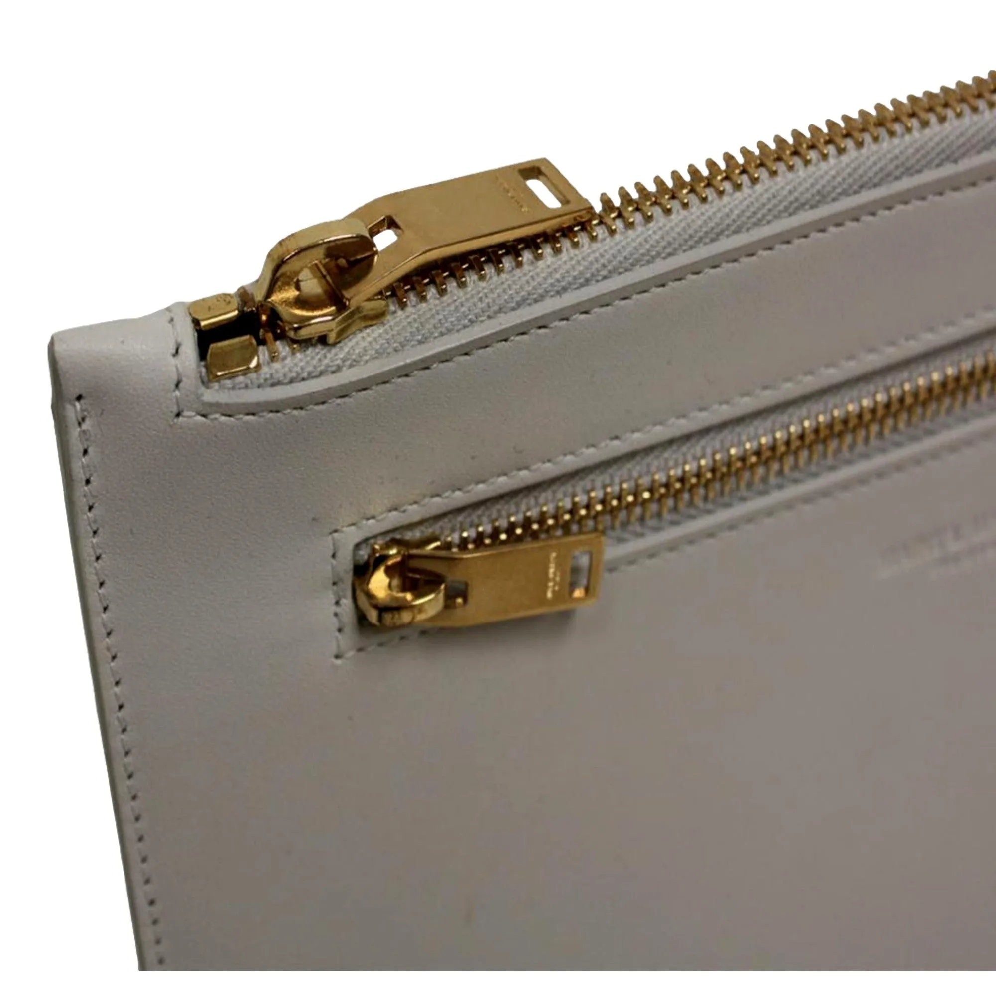 Saint Laurent Off White Leather Document Holder Clutch Wallet