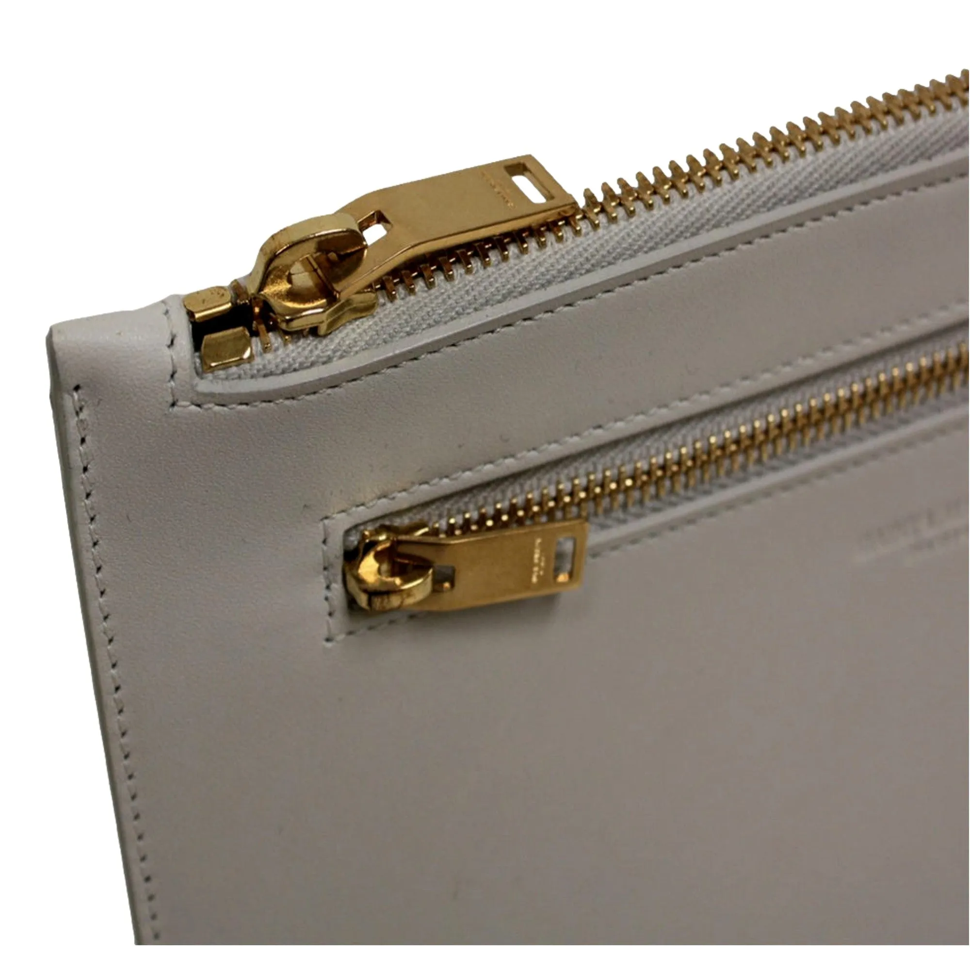 Saint Laurent Off White Leather Document Holder Clutch Wallet