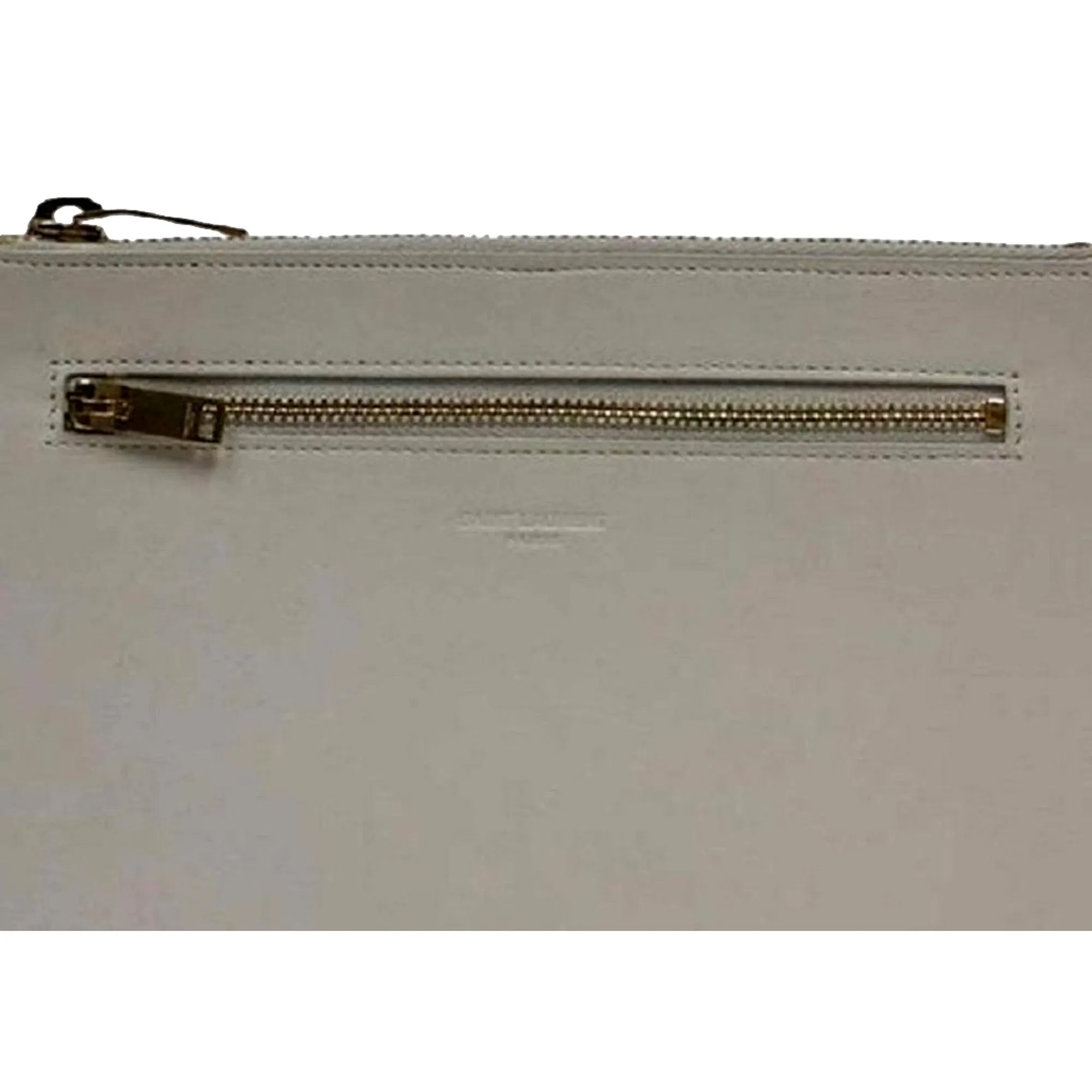 Saint Laurent Off White Leather Document Holder Clutch Wallet
