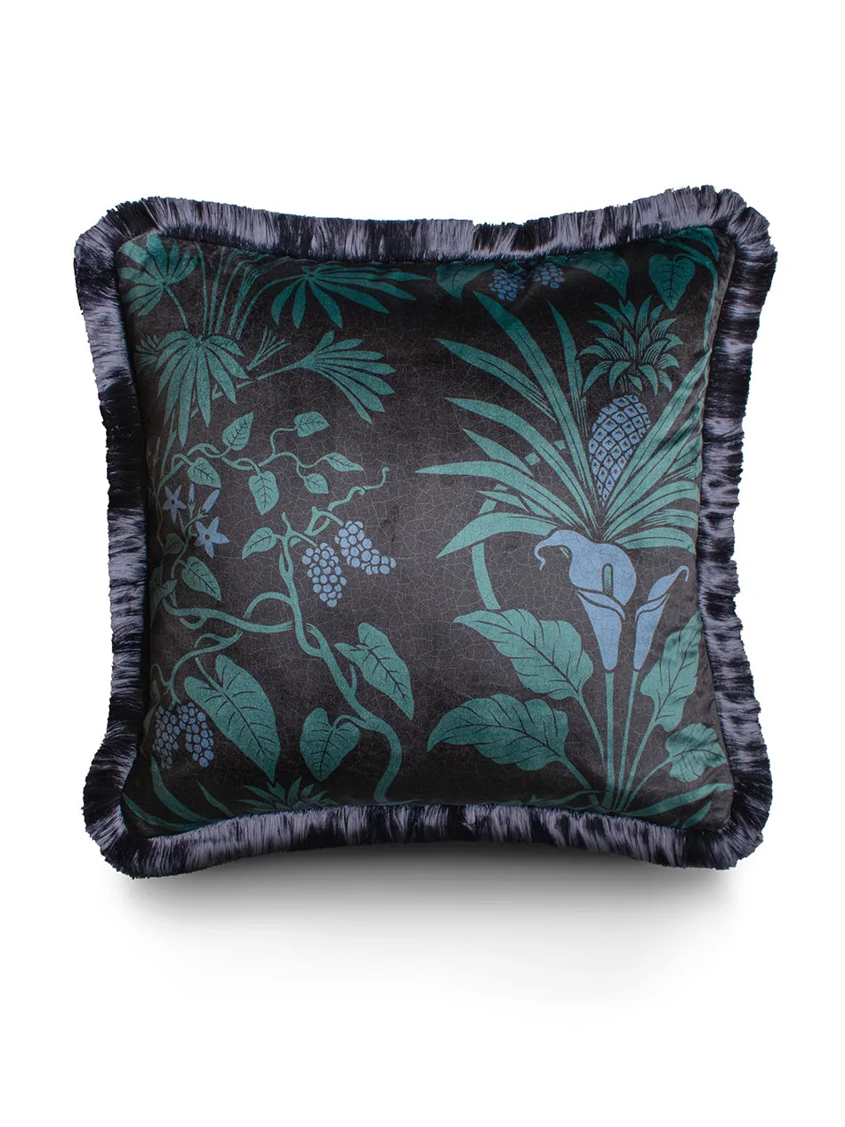 Sample Sale: Botanize 'Blackberry' Fringed Velvet Cushion